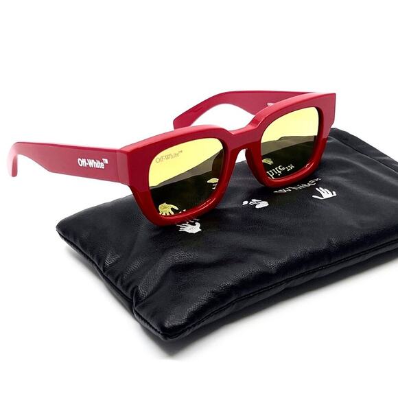 NEW!!! OFF-WHITE Sunglasses OERI018 2576 51/22/145 Red Squared Zurich - Picture 3 of 14